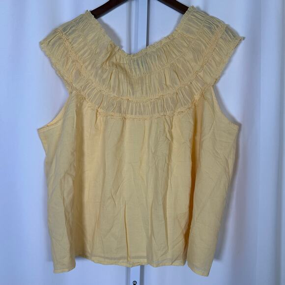 J.‎ Crew Rosalie Cotton Viole Top Yellow Women XXL Smocked Chic Feminine Minimal - Picture 4 of 8